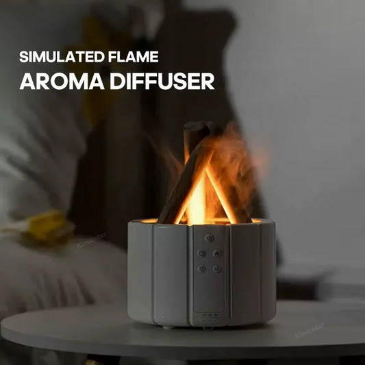 2025 New Simulated Flame Aroma Diffuser - Bonfire Air Humidifier Ultrasonic Cool Mist LED Essential Oil Lamp