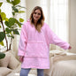 Women's Polyester Hooded Blanket with Kangaroo Pocket and Fleece Texture One Size