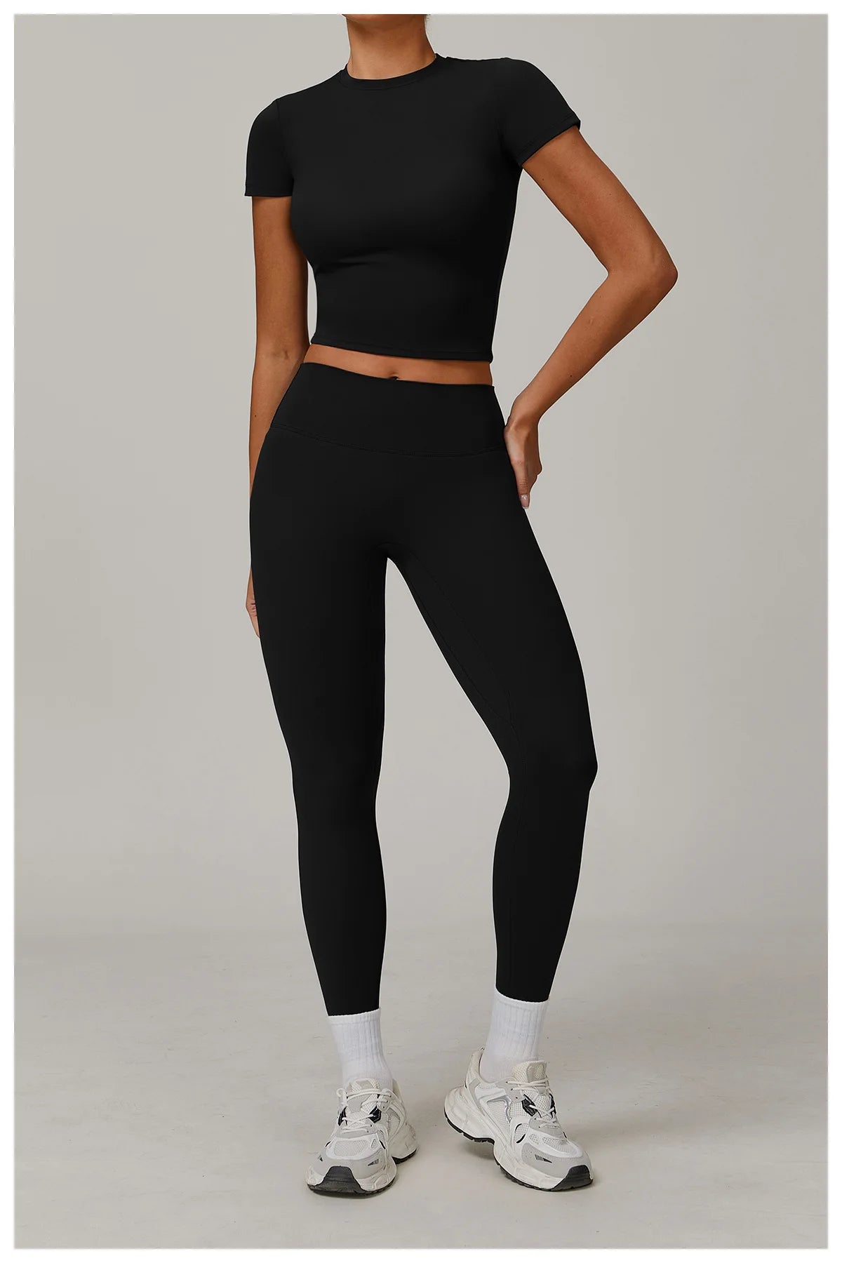 Women Yoga Set 2PCS Workout Set Sportswear Gym Clothing Fitness Long Sleeve High Waist Leggings Cycling Shorts WORKOUT REVOLUTION