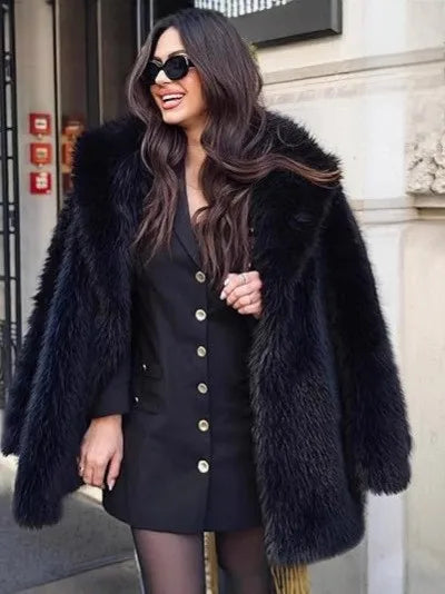 Women's winter coat with a soft faux-fur collar