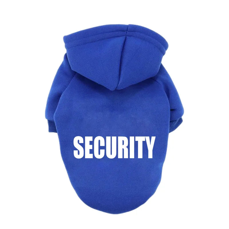 Dog fleece hoodie with a SECURITY back print