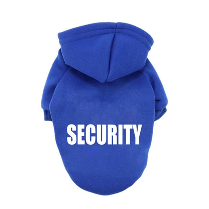 Dog fleece hoodie with a SECURITY back print