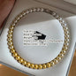 French elegant white gradient champagne pearl bead necklace for women's luxury accessories collarbone chain 2024 fashion jewelry