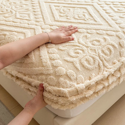 Floral Fitted Sheet with 3D Embroidery and Non Slip Deep Pockets