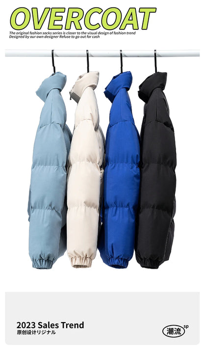 Autumn and Winter Puffer Jacket Men Vintage Warm High Neck Zipper Design Cotton-Padded Coat SINOBILLOW