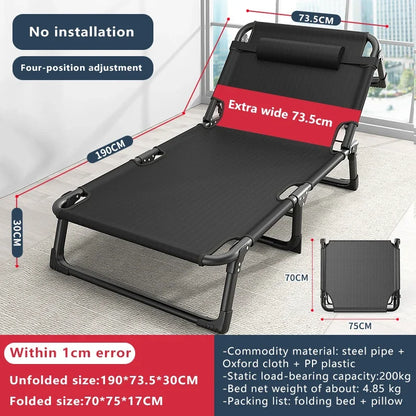 Portable office and household folding bed Ultra light height adjustable outdoor Camp bed Beach march recliner