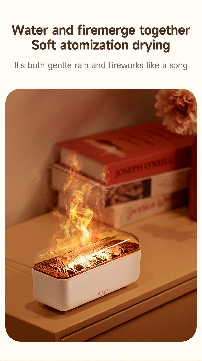Flame Essential Oil Diffuser with Colorful Night Lights 300ML USB Home Ultrasonic Aromatherapy Fragrant Oil Humidifier Vaporizer