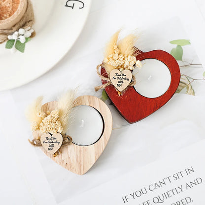 Heart Shaped Wooden Candle Holder Wedding Table Centerpiece