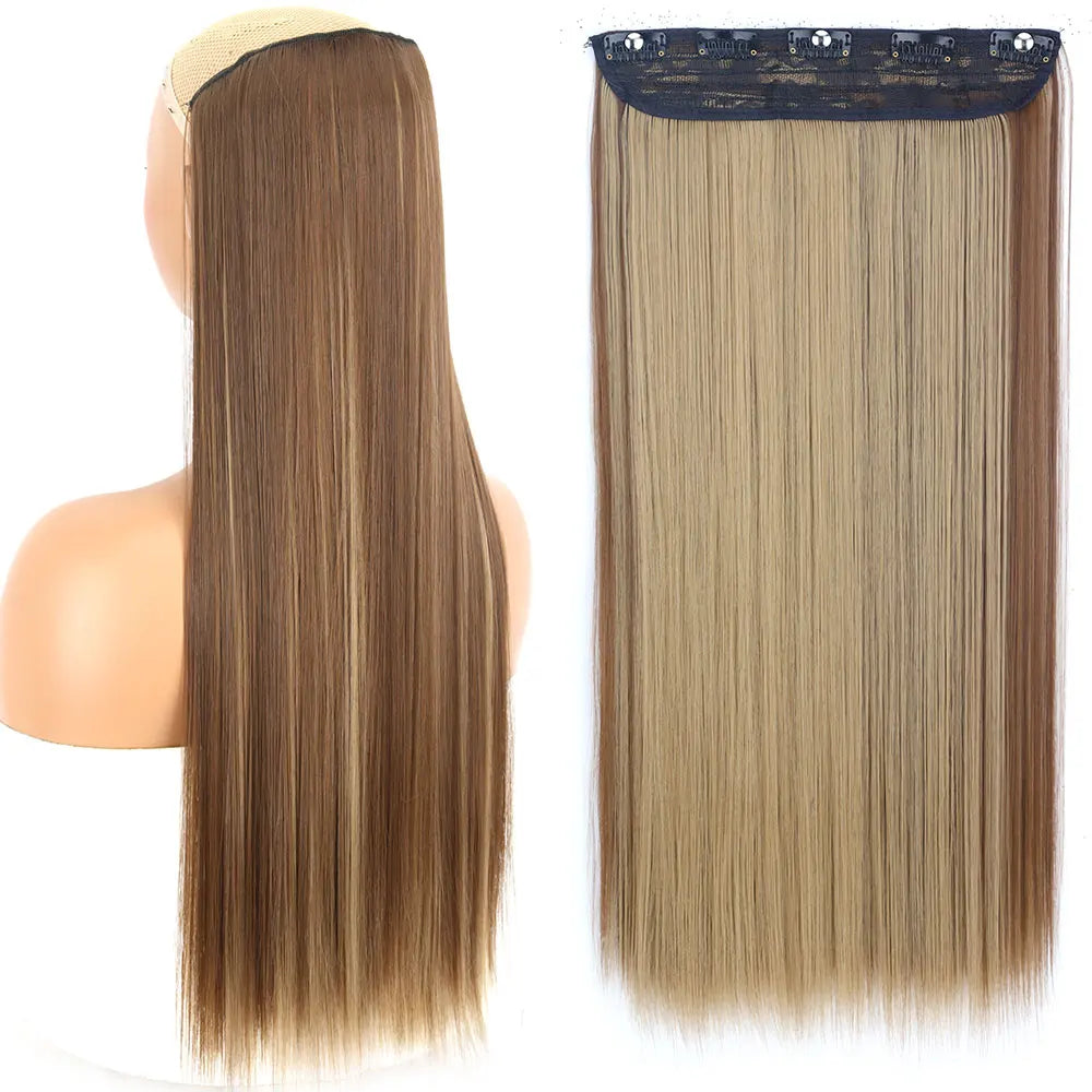 Heat-Resistant Clip-In Hair Extensions Five Clips for Dark Hair