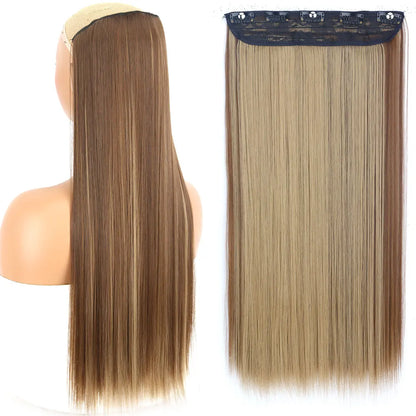 Heat-Resistant Clip-In Hair Extensions Five Clips for Dark Hair