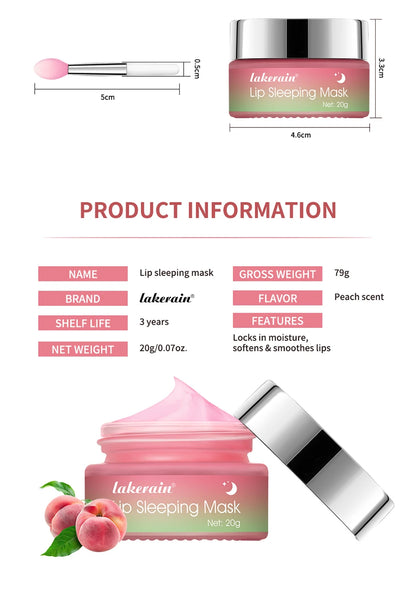 Lip Sleeping Mask Peach Moisturizing And Collagen Enhancing Restores Hydrates And Volumizes Dry And Chapped Lips Care Products