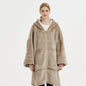 Unisex Ultra Thick Lamb Velvet Pajamas With Hooded Blanket And Zipper For Winter Sleepwear