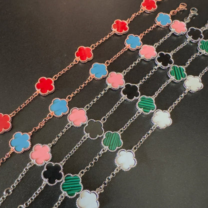 Silver Plated Rose Gold Clover Bracelet - Luxurious High Quality Jewelry for Women