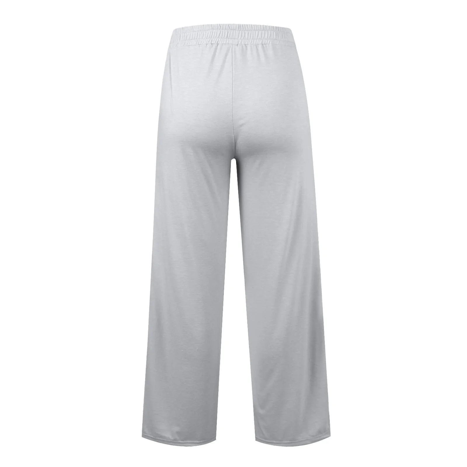 Light grey, fleece-lined, high waist flowy pants for comfortable all-day warmth.