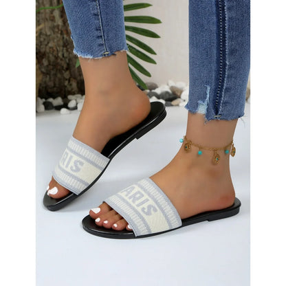 Water-Resistant Beach Slides With Cushioned Insole And Non-Slip Sole