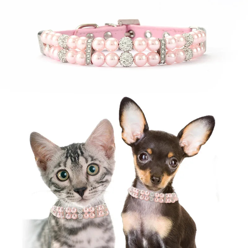 Pet Leash Collar Jewelry Pearl Cat Necklace Small and Medium-sized Dog Harnesses Supplies Wholesale