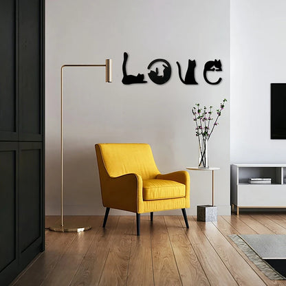 Handmade Resin Cat Wall Art with Matte Black Finish for Living Room