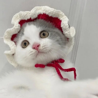 Soft Hat Hand-Crocheted with Elastic Fit for Cats Photo Prop