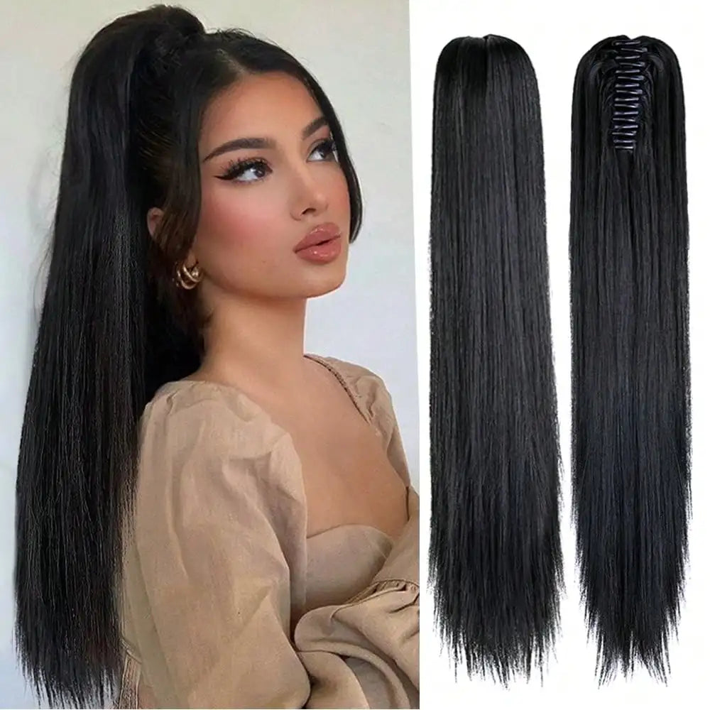Heat-Friendly Clip-In Ponytail Extensions for Instant Length and Fullness with Natural Look