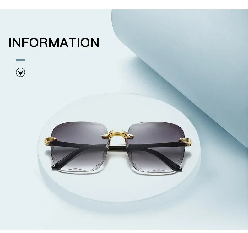 Rimless Sunglasses Unisex Square UV400 Protection All Day Comfort