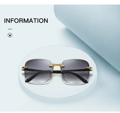 Rimless Sunglasses Unisex Square UV400 Protection All Day Comfort