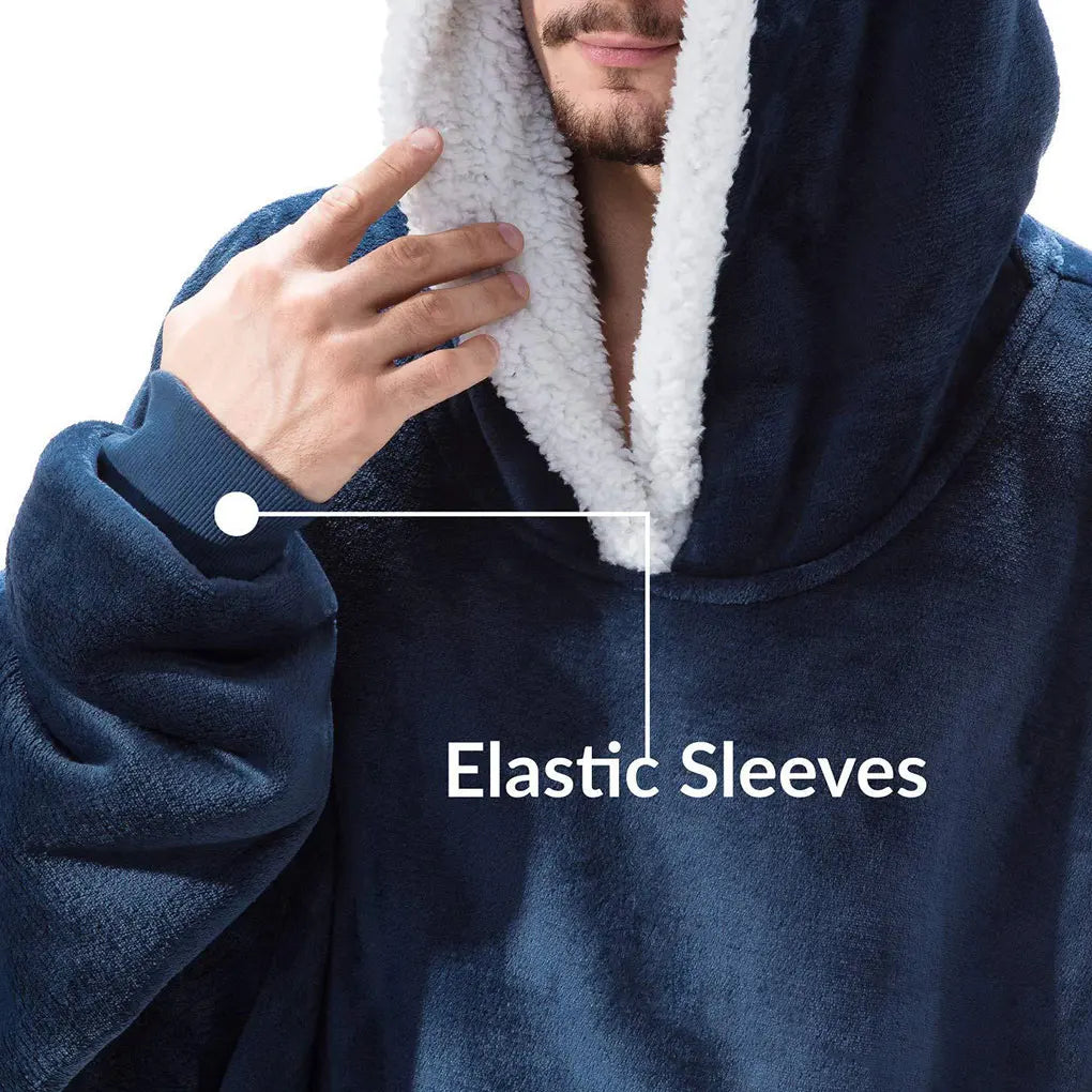 Unisex Microfiber Wearable Blanket Hoodie With Oversized Hooded Soft Texture Warm