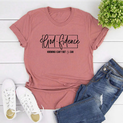 God Fidence Knowing I Can't But He Can - Men Women Short Sleeve T-shirts
