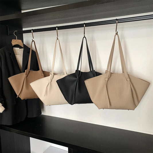 Soft PU Leather Shoulder Tote Bag Set 2-in-1 Large Capacity