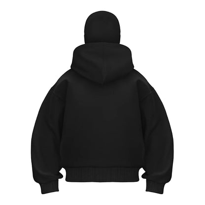 Unisex Cotton Fleece Hooded Zip Up Sweatshirt With Plain Design And Front Pouch Pocket
