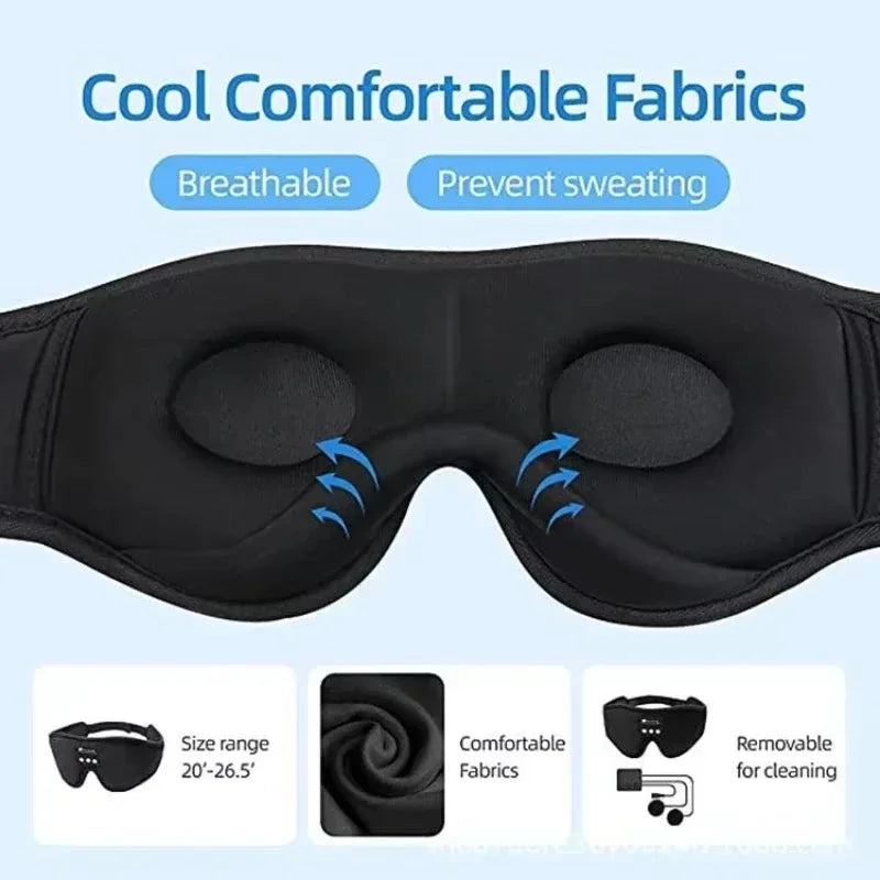 Bluetooth Soft Cotton Eye Mask Headphones With Built In HD Speaker For Deep Sleep And Relaxation