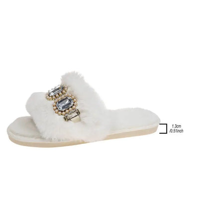 Crystal Slides with Plush Lining and Non Slip Sole for Women
