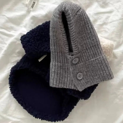 Dog Knitted Hat With Hooded Scarf Wool Cozy Winter Look