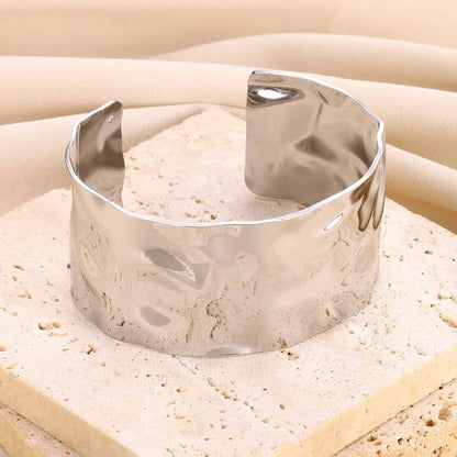 Adjustable Cuff Bracelet Textured Surface Gold Tone for Men and Women Everyday Wear