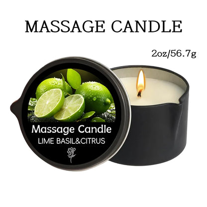 Scented massage oil candle for an evening ritual