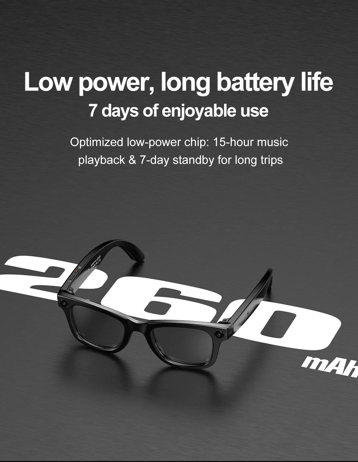 Smart Glasses  Recording Videos AI Photo Recognition Answer Translation 260mAh Large Battery IP65 Waterproof Bluetooth Glasses