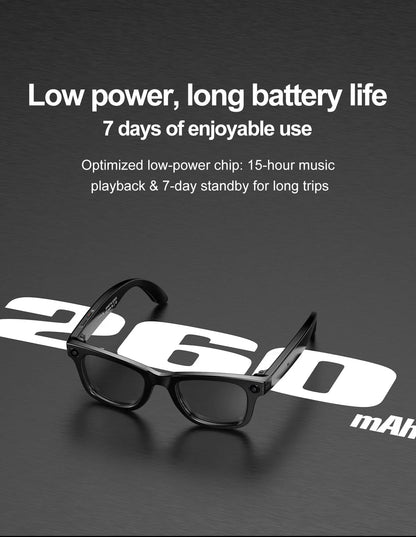 Smart Glasses  Recording Videos AI Photo Recognition Answer Translation 260mAh Large Battery IP65 Waterproof Bluetooth Glasses