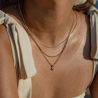 Layered Heart Pendant Necklace with Crystal Bead Detailing for Everyday Sparkle and Delicate Shine