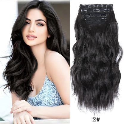Synthetic Clip In Hair Extensions 11Color Synthetic Clip In Hair Extensions Long Wavy 4Pcs/Set Piece 11 Clip-In Hairpieces
