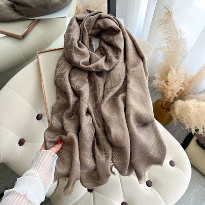 Golden Silk Blend Shawl Wrap for Women Long Scarf