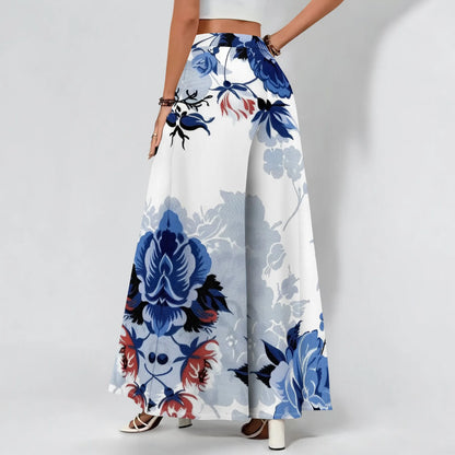 Women's Polyester Palazzo Pants With Pockets And High Waist And Wide Leg Flowing Silhouette