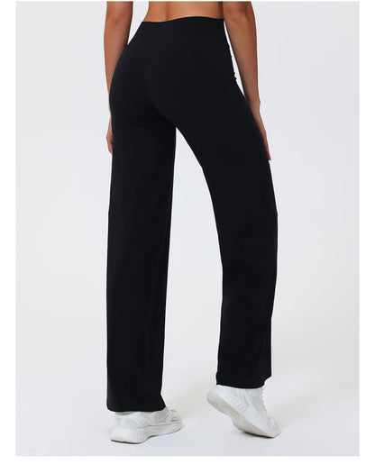 Black high waist sculpting leggings in quick-dry knit fabric for yoga or daily workouts.