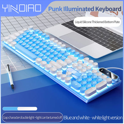 Mechanical typewriter keyboard with round retro LED backlit keys
