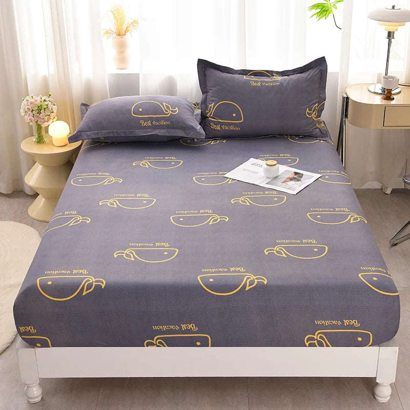 Soft Bedsheet Simple Style Bed Cover Single/Queen/King Size Bed Linen Home Fitted Sheets 침대시트 (Pillowcase Need Order)