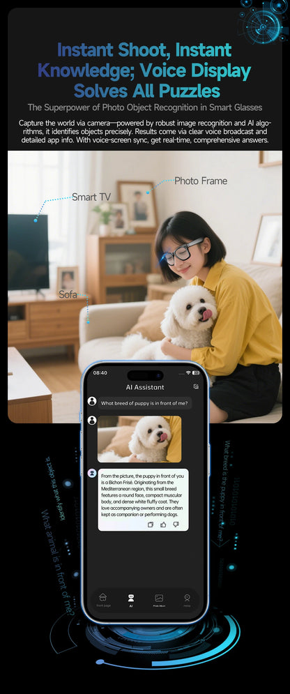 2026 Smart Glasses 8MP Camera WiFi Bluetooth Touch Control IP65 Waterproof AI Translation Noise Cancelling AI Glasses Women