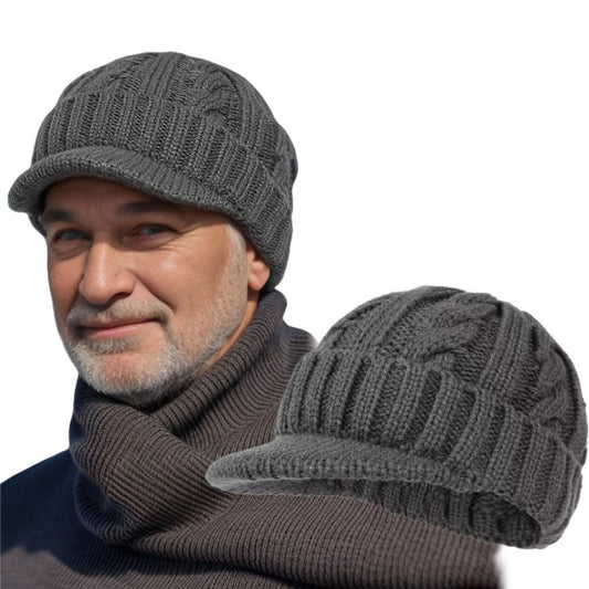 Men's Short-Brimmed Baseball Cap Classic Fashion Winter Warm Baseball Cap Thickened Braided Knitted Hat