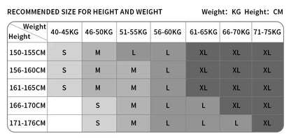 Size chart with gray scale rows for sculpting knit compression leggings to help find your fitted clothing size.