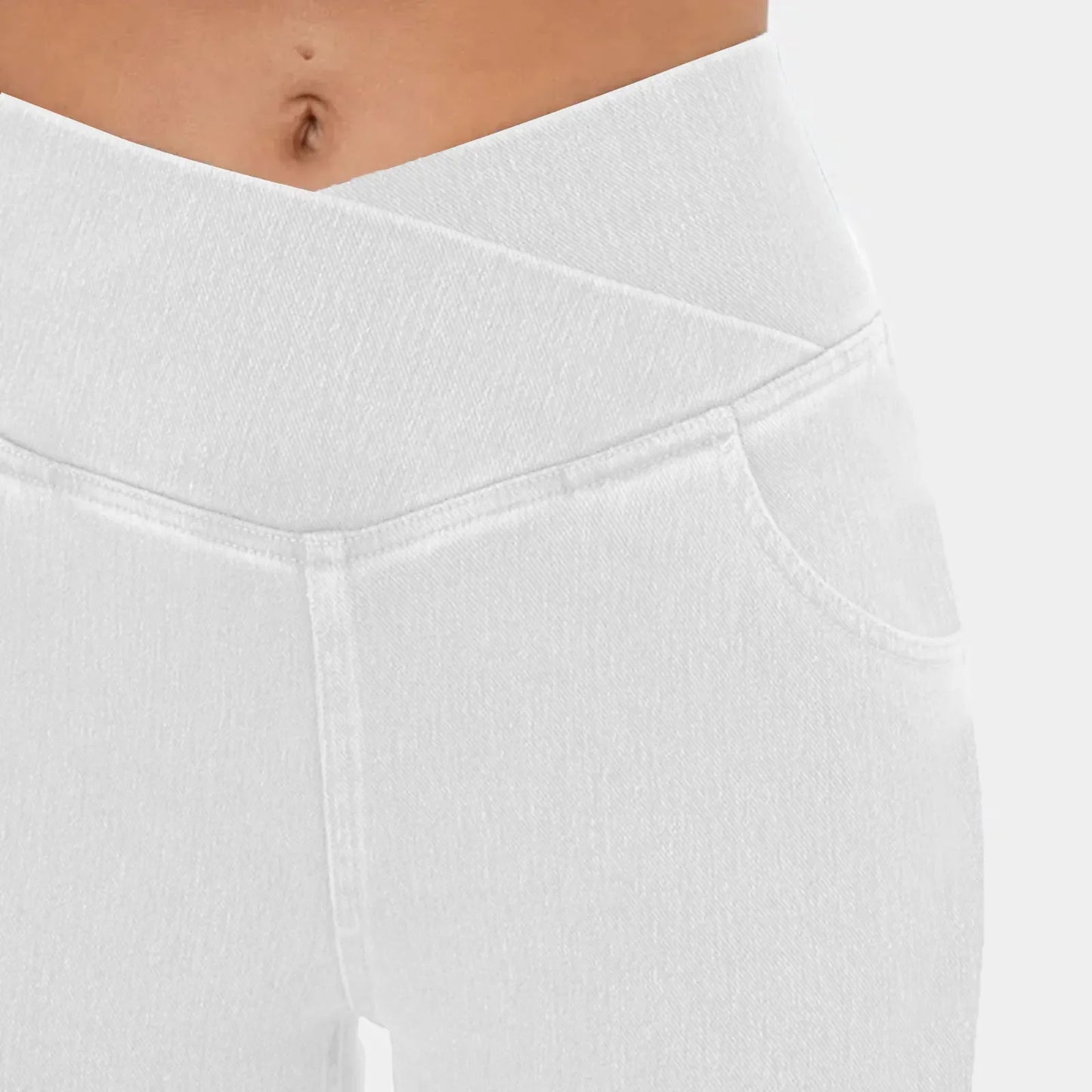 Stretch Pants High Waisted Crossover Flare with Bootcut Silhouette