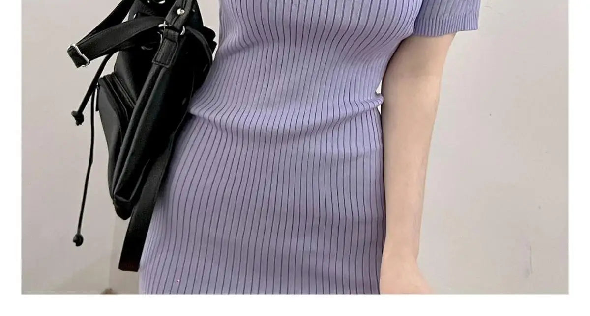 Breathable Dress with V-Neck and Empire Waist Knee Length for Effortless Daytime Style