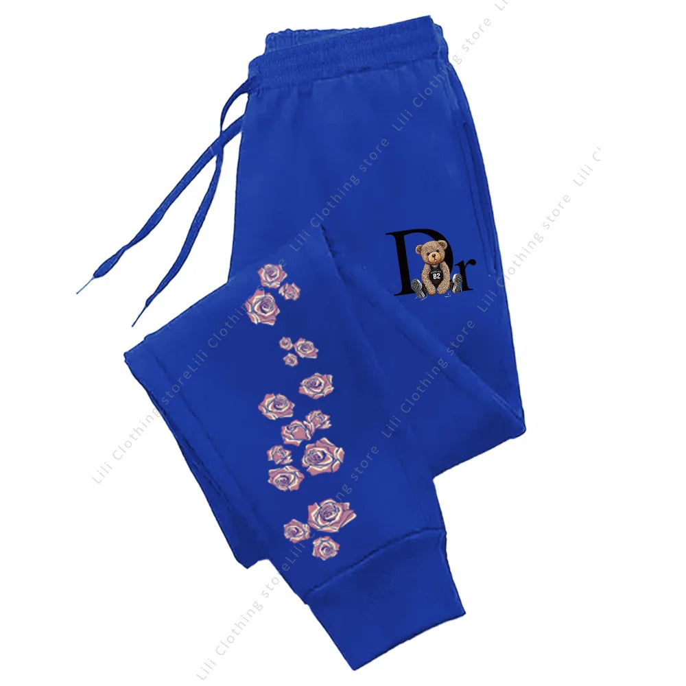 Soft Joggers with Bear Graphic Fleece-Lined for All Day Warmth