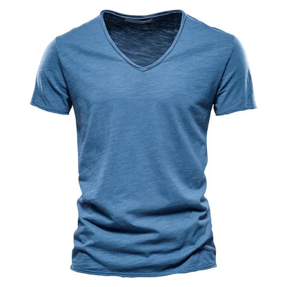 Soft V-Neck Tee For Men With 100 Percent Cotton Breathable Fit